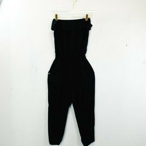 Black‎ Jumpsuit SMALL Overall Summer Strapless Ruffle Tiered Slim Fit NASA USA